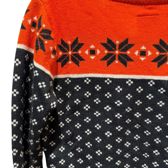 NFL Team Apparel Chicago Bears Sweater Women's S Orange Navy Holiday Knit V-Neck - Picture 5 of 8